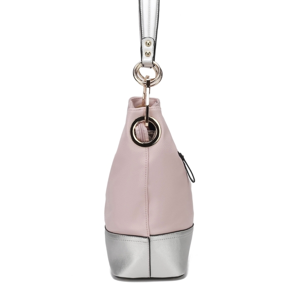 MKF Collection Vegan Leather Magnolia Women’s Hobo Bag Pink Silver - Picture 13 of 16